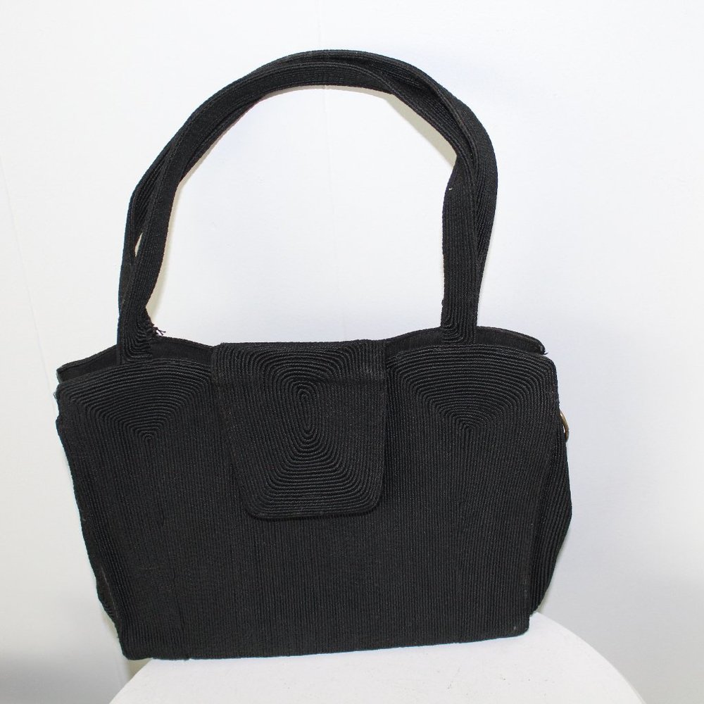 1940"s Black Corded Purse with snap Closure.
